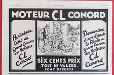 Publicité presse 1929 Automobile Moteur C.L CONORD ill POULBOT & Meuble SOUBRIER