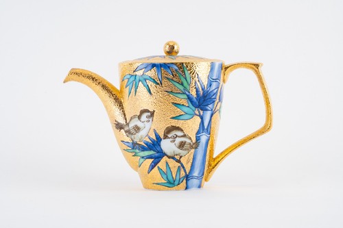 Théière moineau bambou - , doré