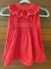 **Robe été rouge année 50  broderie smocks 4/6 ans TBE