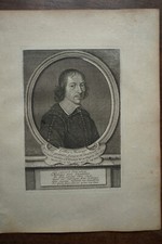 GILLES MENAGE..... A Paris , Desrochers. Portrait. Gravure originale 18 ème. Dim