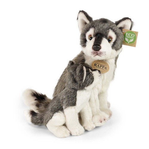 Peluche loup avec ourson - 27, cm