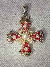 GRANDE CROIX PENDENTIF Vintage de Createur France 60,80 Gr  BIJOUX CROSS RARE 