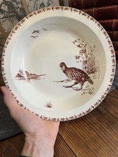 Plat Creux Faïence Peinte Modèle Aux Perdrix Service Table & Oiseaux