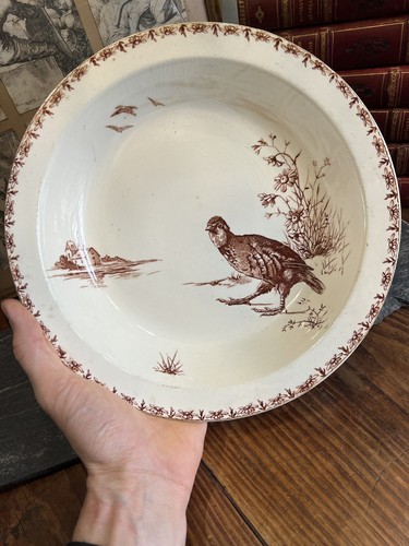 Plat creux faïence peinte - faïence,