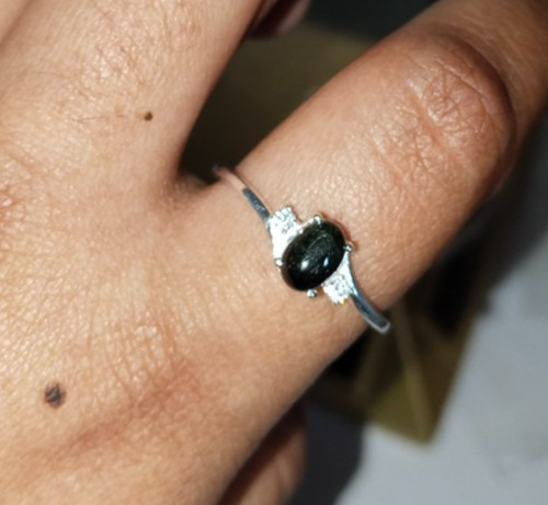Bague saphir étoile noire - , en