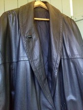 Manteau Cuir Noir Femme Long T42/44  L.105cm souple et confortable occasion TBE