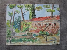 Aquarelle St Saint Raphael 1928 près de Fréjus Cannes ancien beau tableau.