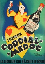 Pub -Liqueur Cordial-Médoc - Bordeaux  33 - Lemonnier -Clown- affiche plastifiée