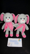 Lot 2 doudou peluche lapin chien gris rose GIPSY 25cm