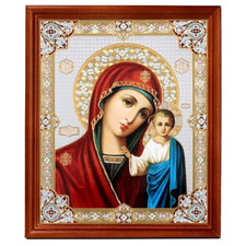 Icône de Kazan cadre en bois