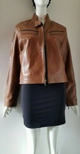 IMAGE NEW YORK VESTE FEMME EN CUIR VÉRITABLE TAILLE L (FR40-EU38) COGNAC
