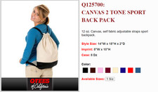 Toile Deux 2 Ton Sport Arrière Paquet École Ruck Sac Naturel Écologique Coton