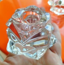 Paire de bougeoir chandelier CRISTAL de GORHAM Modèle Rose Pétales Parfait État 