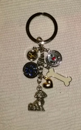 Bichon dog charm key chain - dog,