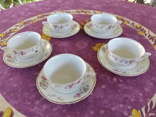 Service à Café Thé 5 Tasses 5 Soucoupes Faiences Fines d Orchies Modèle Castille