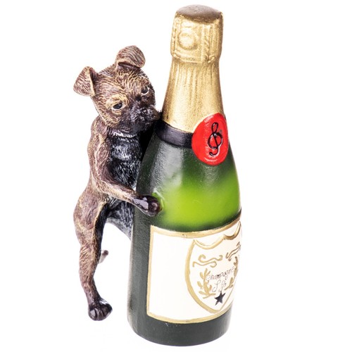 Sculpture bronze chien avec - sculpture, en