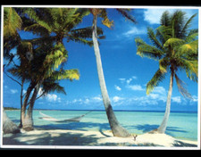 TAHITI (POLYNESIE) PLAGE FEERIQUE / Voyagée Beau timbre PAILLOTE en 2005