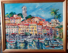 Tableau d'Yvon Grac (1945), le vieux Port de Cannes.