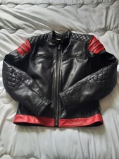 Blouson Cuir Moto Segura Taille M Vintage power 70 noir et rouge