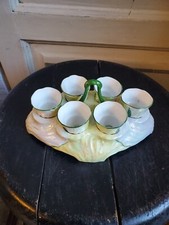 Lot 6 Coquetiers et plateau Porcelaine  vintage shabby