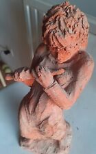 Statue-Terre Cuite Originale-Angela Cassanello-La Flûtiste