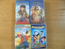 4 cassettes vhs enfants anastasia,stuart little 2,gang des requins..