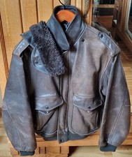 Ancien BLOUSON style Bomber Aviateur - Cuir taille L  Col chaud et amovible 1990