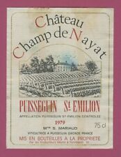 BO15 Etiquette Label BORDEAUX PUISSEGUIN ST-EMILION 1979 CHÂTEAU CHAMP DE NAYAT