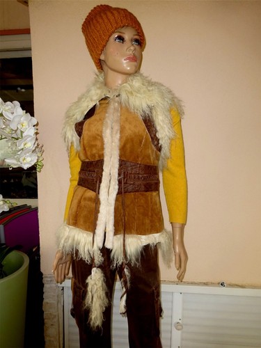 Veste fourrure cuir dain - fourrure,