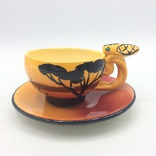 Tasse à café céramique Vallauris décor olivier et cigale par François Sicard