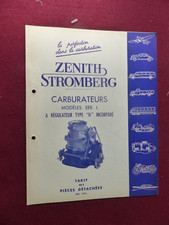 tarif et éclaté des pièces des carburateurs ZENITH  STROMBERG : modèle EER I