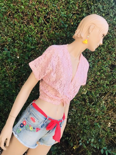 Shirt crop top blouse pois - top,