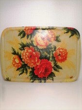 Plateau en fibre de verre vintage décor floral