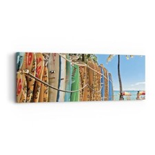 Impression sur Toile 90x30cm Tableaux Image Photo Planche Surf Plage Decoration