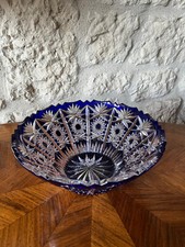 COUPE A FRUITS en Cristal de Nancy Bleu (1.5kg diam. 22cm )