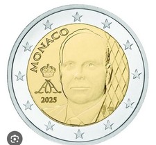 2 euro monaco 2025 nouvelle face Albert II 2 neuve unc direct du rouleau
