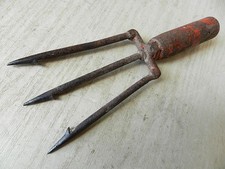 Ancien Matériel de pêche Foëne à 3 Dents * Fer Martelé * Trident Fouenne Fouine