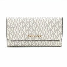 Portefeuille long femme Michael Kors 35F8GTVF3B VANILLE blanc gris cuir vérit...