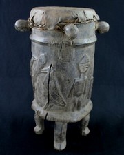 Art Africain - Instrument de Musique Ancien - Tam Tam Tambour Senoufo - 48 Cms 