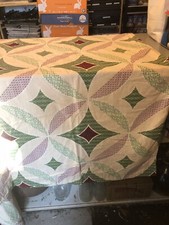 Vintage Patchwork Style Light Cotton Quilt 74” BY 54” Twin Full