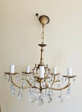 ANCIEN LUSTRE A PAMPILLES 5 BRANCHES