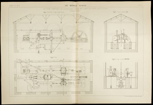 1885 plan ancien de moteur - -,