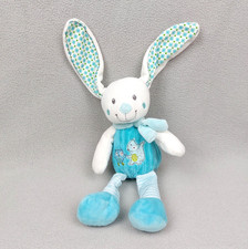 Doudou peluche lapin bleu