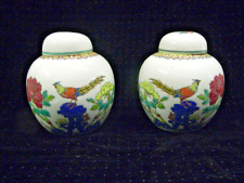 ANCIENNE PAIRE POT A GINGEMBRE VASE PORCELAINE EMAILLEE ASIATIQUE CHINE CHINA