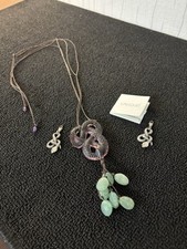 Collier serpent ' lové ' violet avec 2 charms argent en cristal Lalique