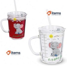Relaxdays 2X ENFANTS Tasses 80% Verre Plastique 10% Silicone 12×12.5×9.5 CM