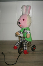 Ancien Jouet mécanique à Tirer PINTEL Lapin sur Tricycle