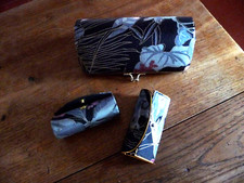 Vintage Ensemble de sac 3 pieces tissu ( soie ? ) fleuri