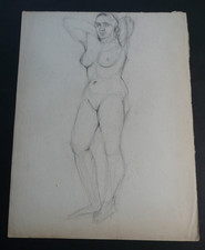 ECOLE FRANCAISE - ETUDE DE NU FEMININ - DESSIN ORIGINAL MINE DE PLOMB - CURIOSA