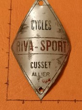 CYCLES RIVA SPORT CUSSET ALLIER Plaque velo moto ancien bicyclette head badge